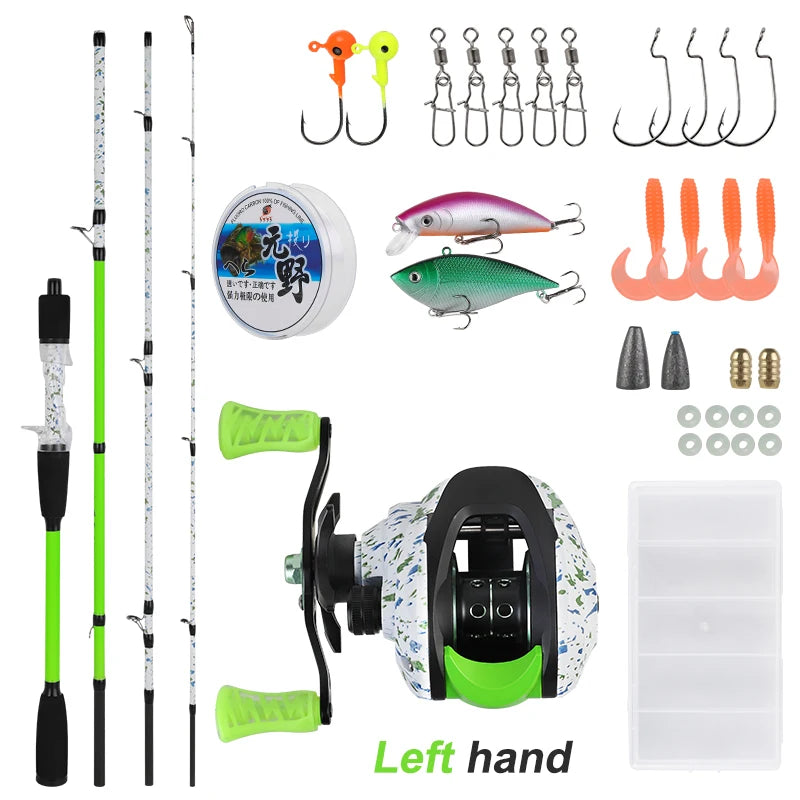 BILLINGS Fishing Rod and Reel Combo,Complete 5.2:1 Gear Ratio 8 Max Drag Spinning Reel/6.3:1 Gear Ratio 8 Max Drag Baitcasting Reel Fishing Kit&Accessories for Fresh Saltwater, Beginner to Pro Anglers Gift
