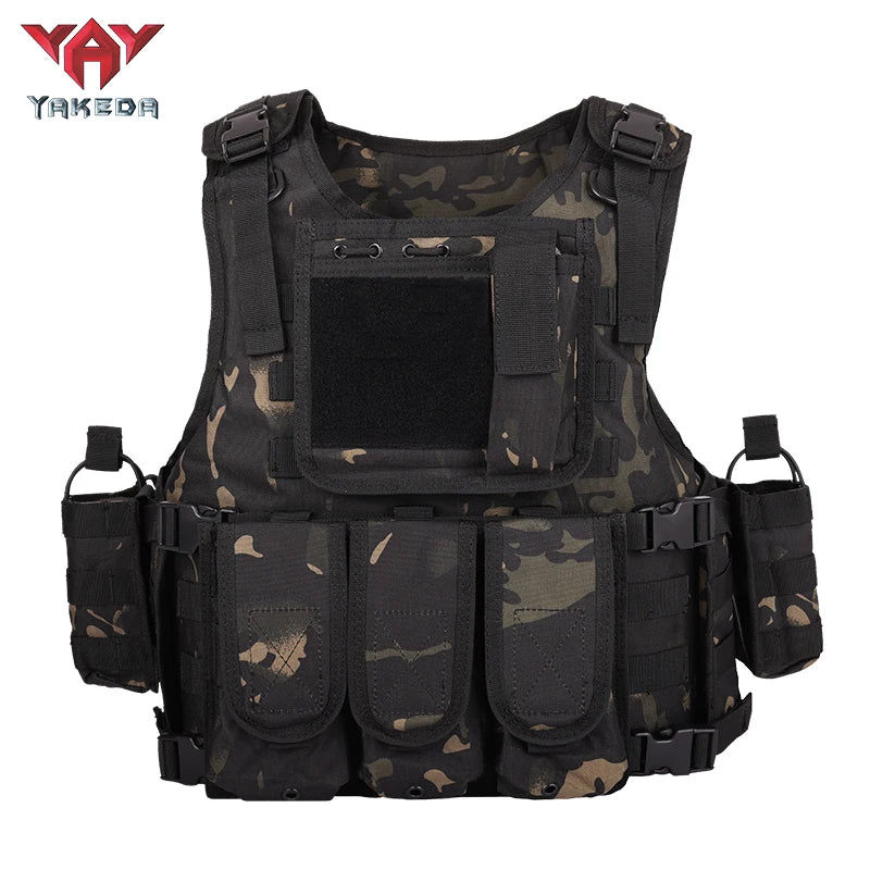 YAKEDA Tactical Vest for Airsoft Paintball Hunting, Adjustable Lightweight with Molle Pouches, Outdoor Protective Gear
