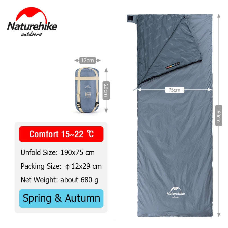 Naturehike Sleeping Bag LW180 Outdoor Ultralight Portable Waterproof Summer Sleeping Bag Envelope Cotton Camping Sleeping Bag