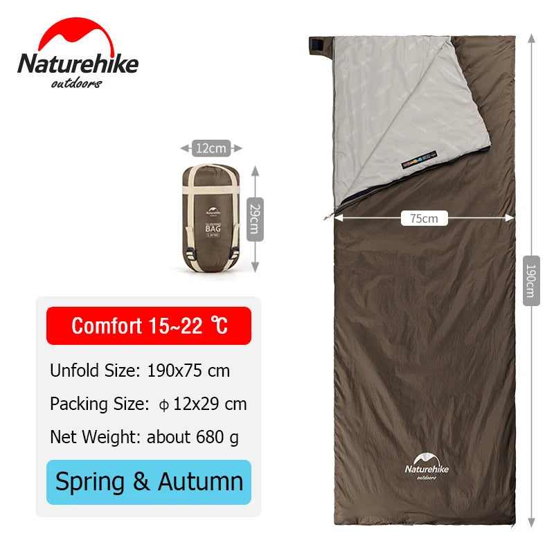 Naturehike Sleeping Bag LW180 Outdoor Ultralight Portable Waterproof Summer Sleeping Bag Envelope Cotton Camping Sleeping Bag