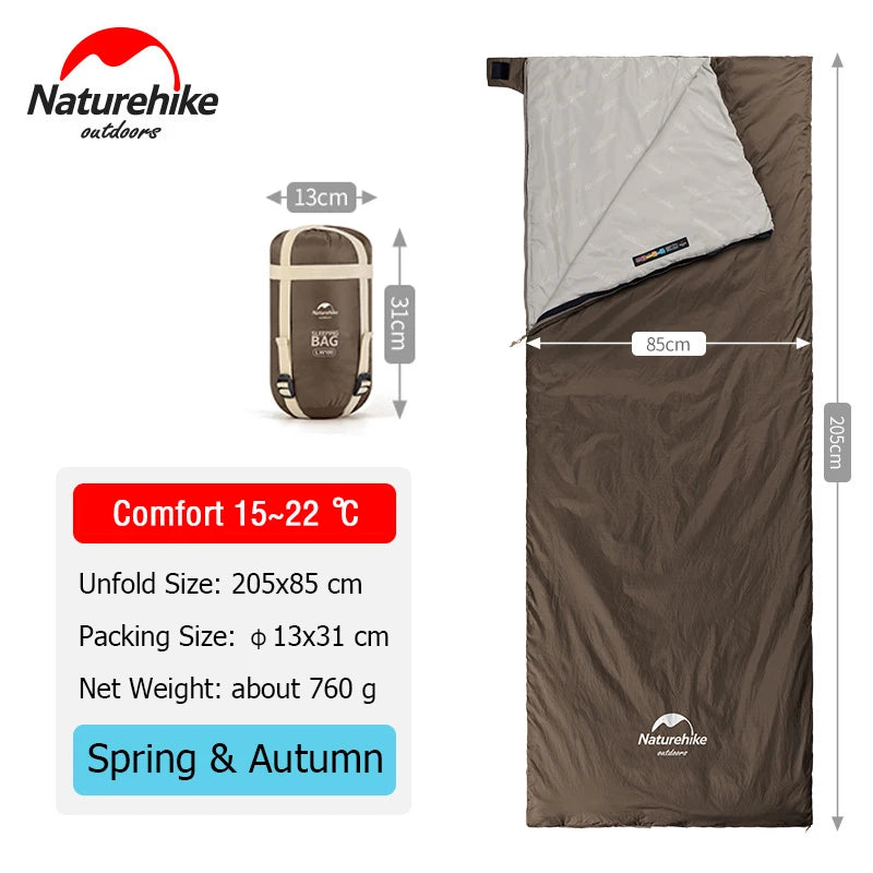 Naturehike Sleeping Bag LW180 Outdoor Ultralight Portable Waterproof Summer Sleeping Bag Envelope Cotton Camping Sleeping Bag