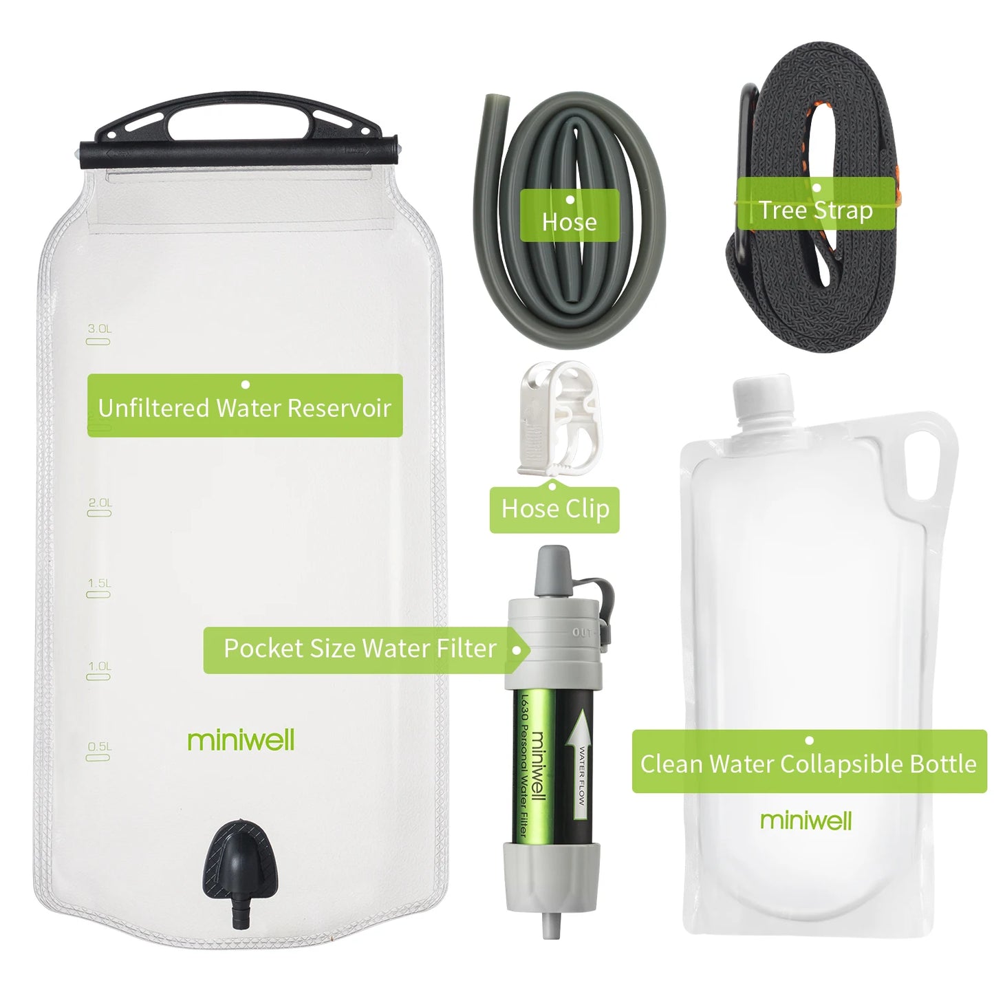 Miniwell L630 Personal Camping Purification Water Filter Straw for Survival or Emergency Supplies