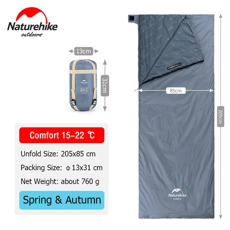 Naturehike Sleeping Bag LW180 Outdoor Ultralight Portable Waterproof Summer Sleeping Bag Envelope Cotton Camping Sleeping Bag