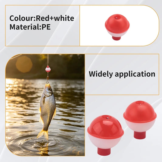 30Pcs Fishing Bobbers 1 Inch,Push Button Snap-On Fishing Floats Bobber Red And White,Fishing Float And Bobbers