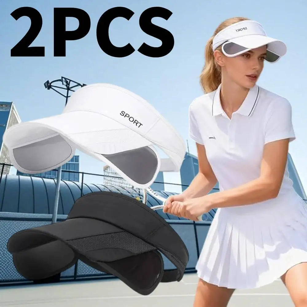 2 Pcs Adjustable Golf Sun Visor Hat for Women men Sun Protection, Wide Brim Cap for Golf Tennis Beach Running Hiking Fishing