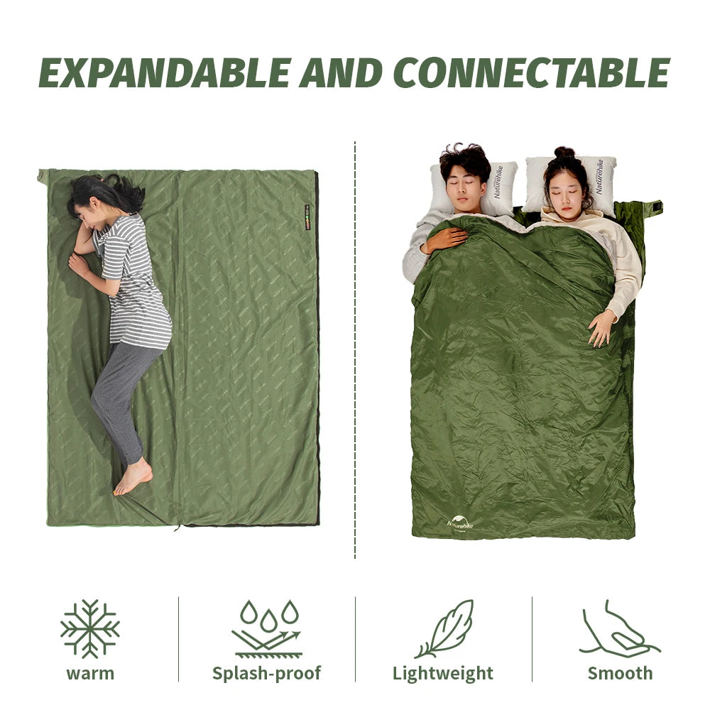 Naturehike Sleeping Bag LW180 Outdoor Ultralight Portable Waterproof Summer Sleeping Bag Envelope Cotton Camping Sleeping Bag