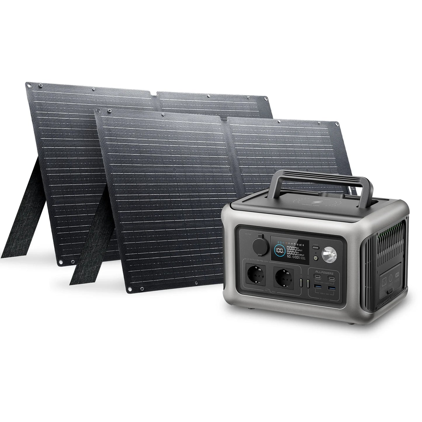 ALLPOWERS Solarpanel 100W 140W 200W Solar Energy Charger with LiFePo4 Battery 299Wh 600W Portable Power Station for Camping RV