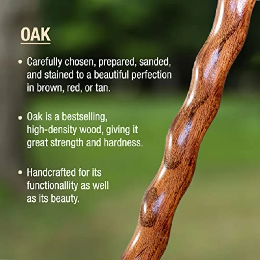 Handcrafted Wood Walking Stick with Twisted Oak Design and Backpacker-Style Handle Ideal for Outdoor Adventures and Daily Use D