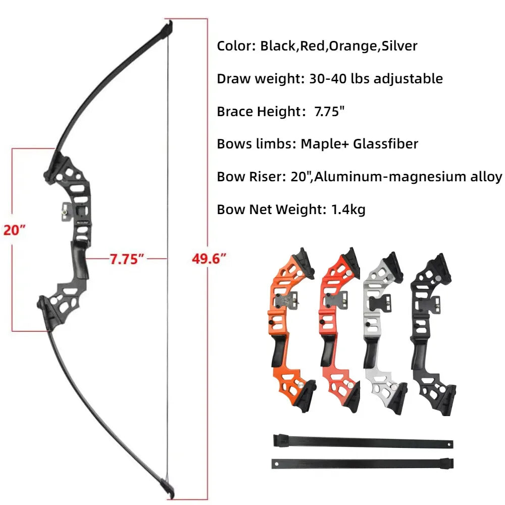 Bowfishing Set Recurve Bow 40Ibs Fiberglass Arrows with Reel Fishing Archery  Fish Straight Bow Hunting Shooting