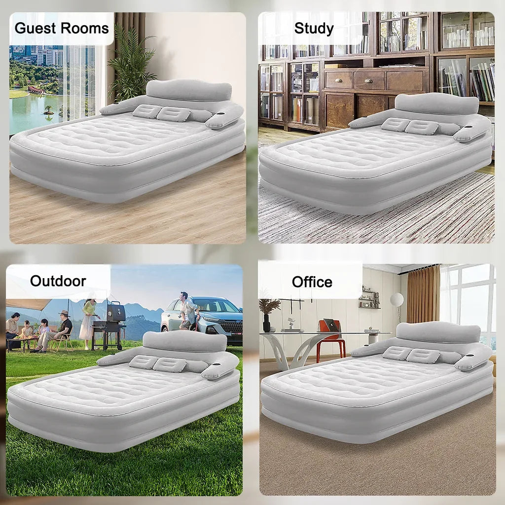 2 Person Built-In Pump Camping Mattress PVC Automatic Inflatable Increased Height Thickened Indoor Outdoor Lazy Sleeping Mat