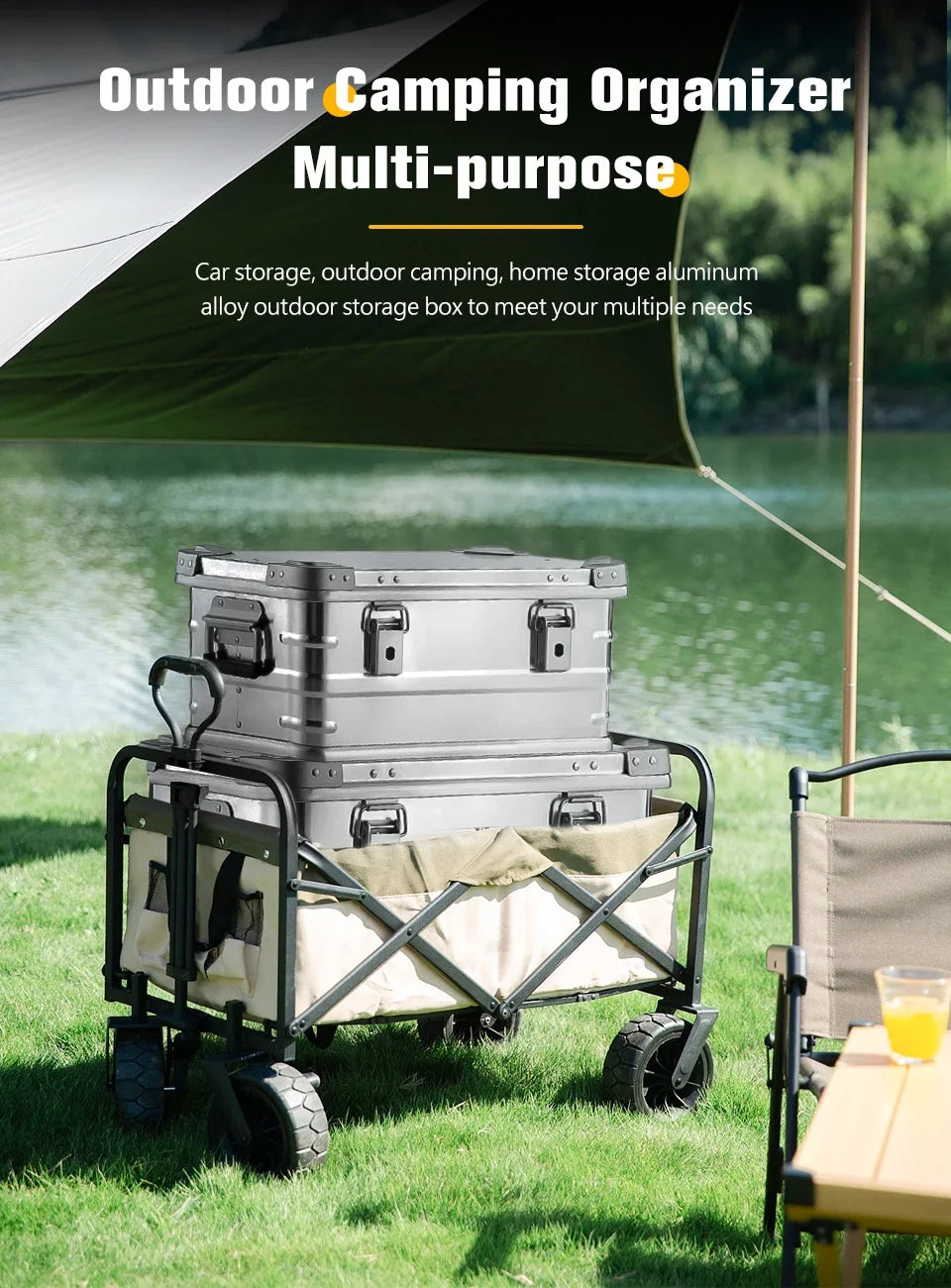 30-80L Outdoor Storage Box Camping Picnic Travel Aluminum Alloy Large Capacity Box Accessories Storage Bag Hiking Accessories