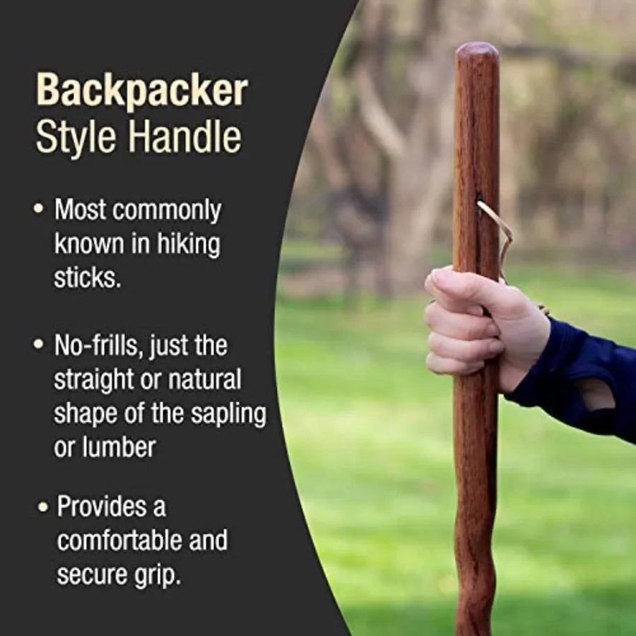 Handcrafted Wood Walking Stick with Twisted Oak Design and Backpacker-Style Handle Ideal for Outdoor Adventures and Daily Use D