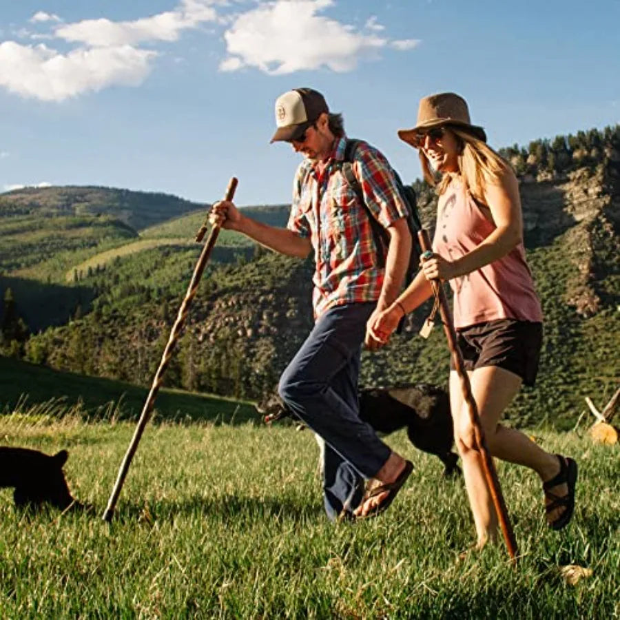 Handcrafted Wood Walking Stick with Twisted Oak Design and Backpacker-Style Handle Ideal for Outdoor Adventures and Daily Use D