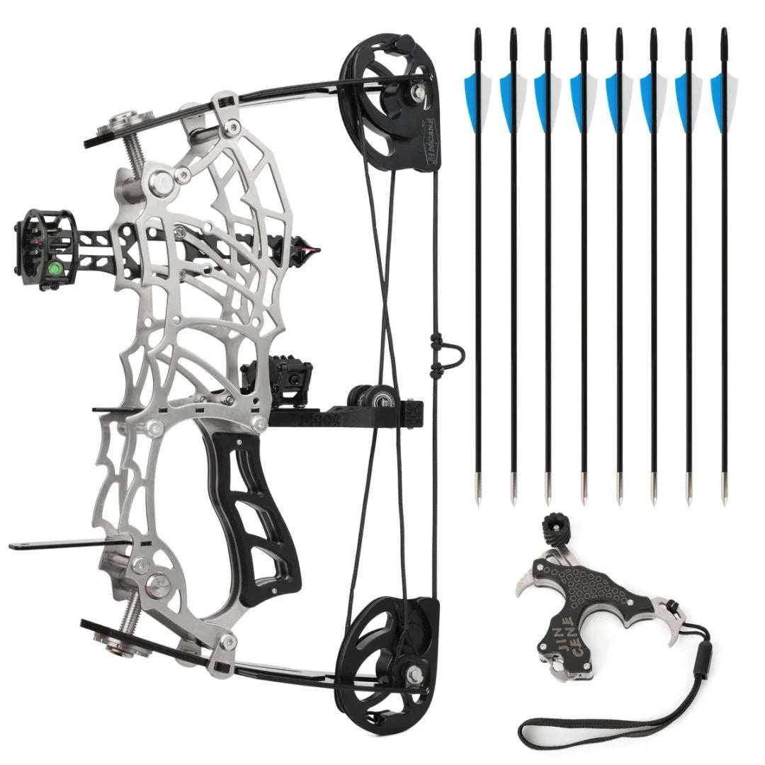 Compound Dual-use Bow Set 30-60lbs Adjustable Draw Weight 19" Axle 80% Let-off 420FPS High Speed Steel Ball Compatible Right Hand for Adults Outdoor Hunting Target Shooting Archery Accessories