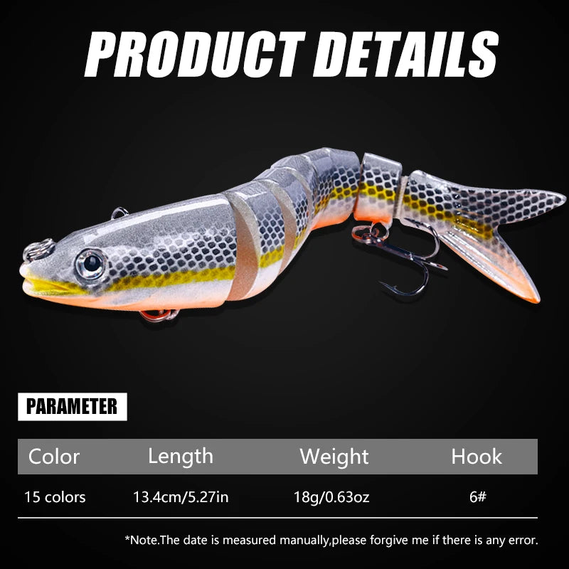 16PCS Fishing Lure Joint bait 13.4cm 18g Lifelike Fishing Hard Lure Crankbait With 2 Hook Fishing Baits Pesca Cebo for Bass Pike