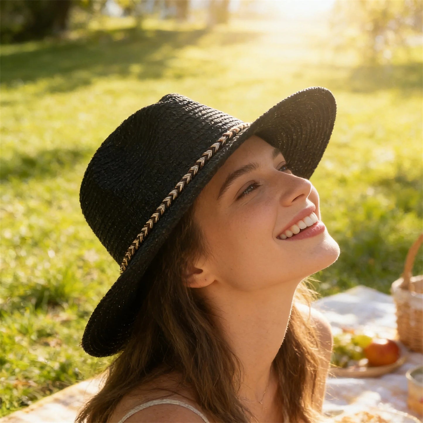 Stylish Wide Brim Straw Fedora Hat with Chic Ribbon Band for Beach Trips Travel and Leisure Activities in the Sun