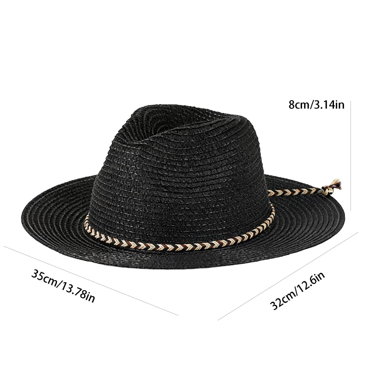 Stylish Wide Brim Straw Fedora Hat with Chic Ribbon Band for Beach Trips Travel and Leisure Activities in the Sun