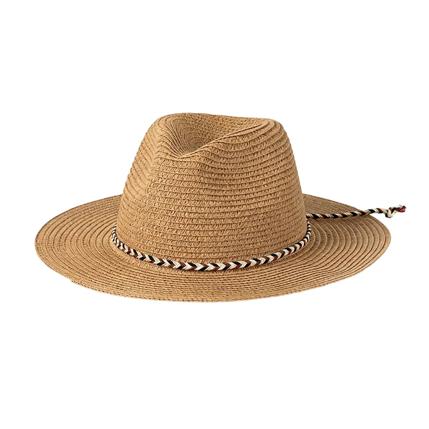Stylish Wide Brim Straw Fedora Hat with Chic Ribbon Band for Beach Trips Travel and Leisure Activities in the Sun