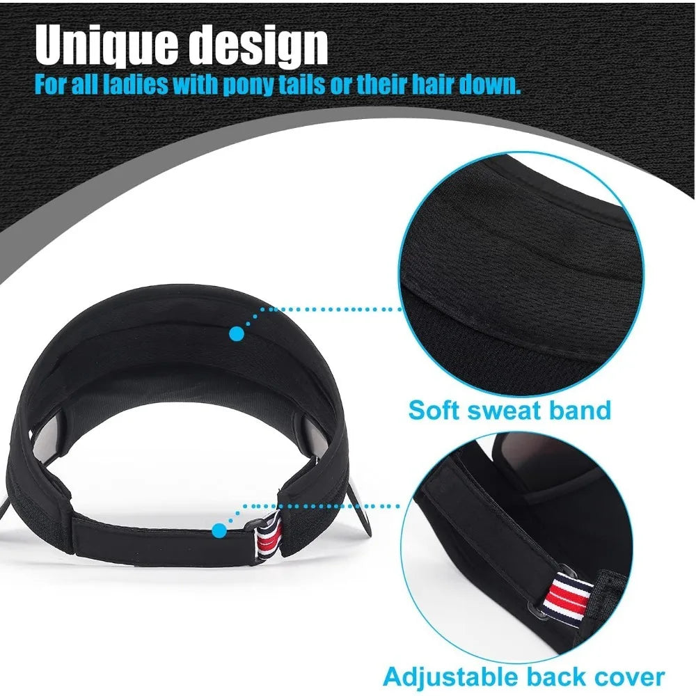 2 Pcs Adjustable Golf Sun Visor Hat for Women men Sun Protection, Wide Brim Cap for Golf Tennis Beach Running Hiking Fishing