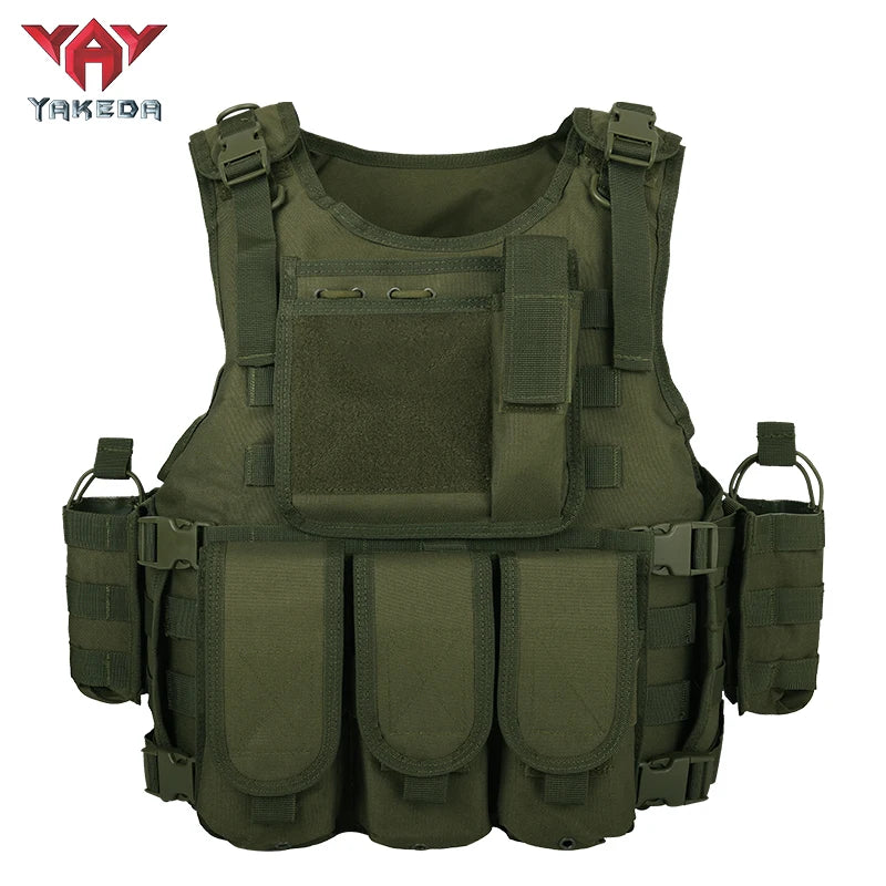 YAKEDA Tactical Vest for Airsoft Paintball Hunting, Adjustable Lightweight with Molle Pouches, Outdoor Protective Gear
