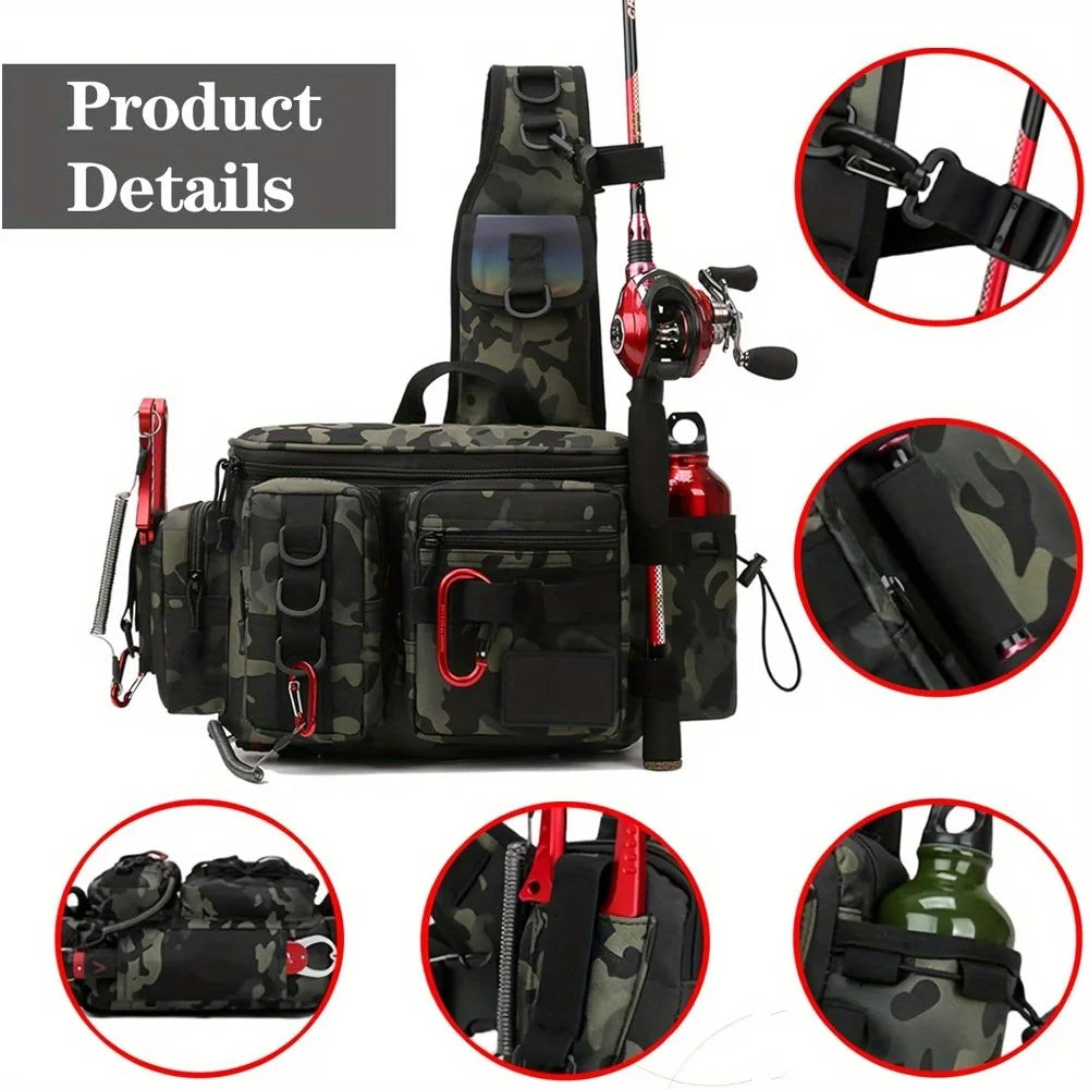 Fishing Tackle Backpack Fishing Waist Bag  Fishing Tackle Shoulder Bag, Ideal for Fishing, Camping, Hiking and More
