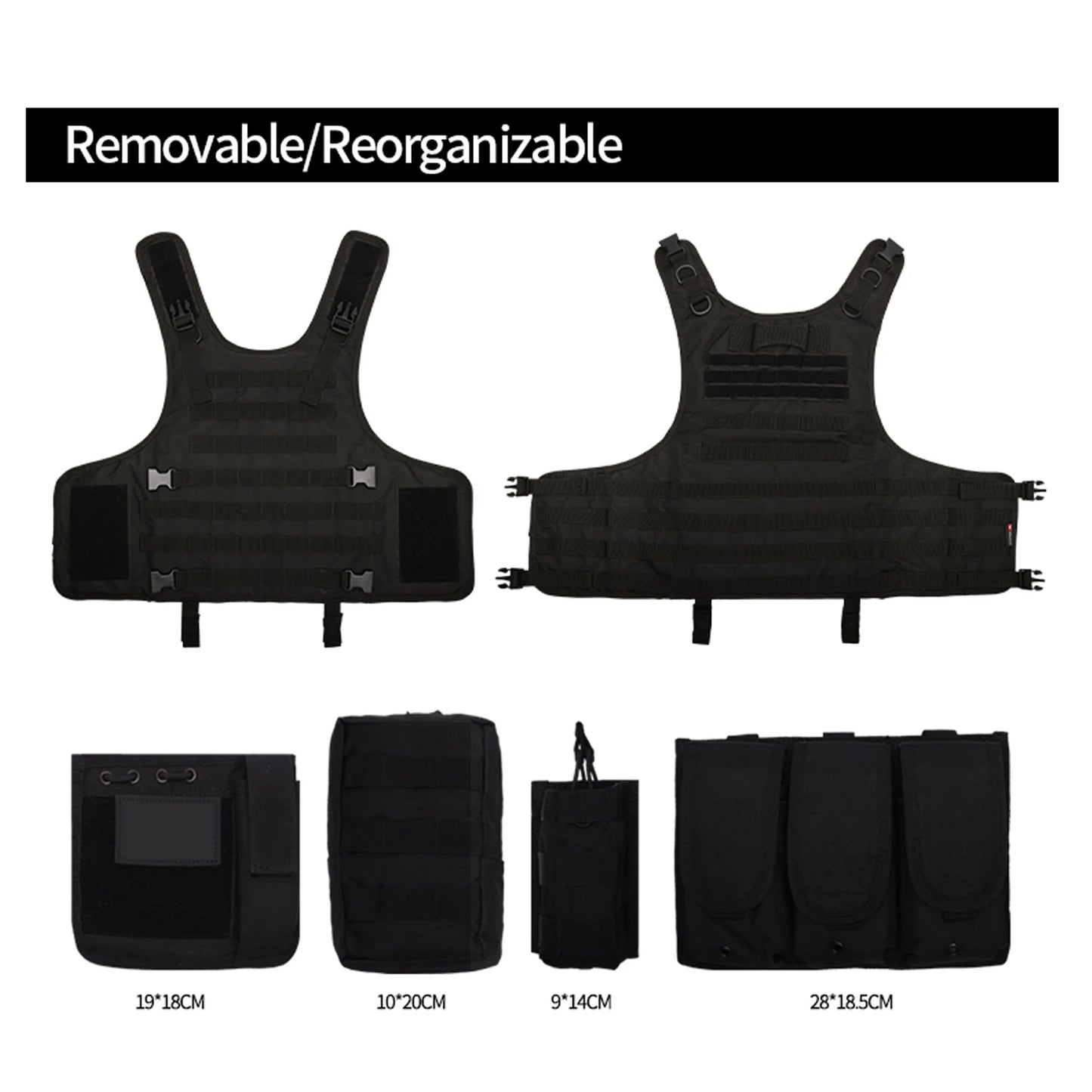 YAKEDA Tactical Vest for Airsoft Paintball Hunting, Adjustable Lightweight with Molle Pouches, Outdoor Protective Gear