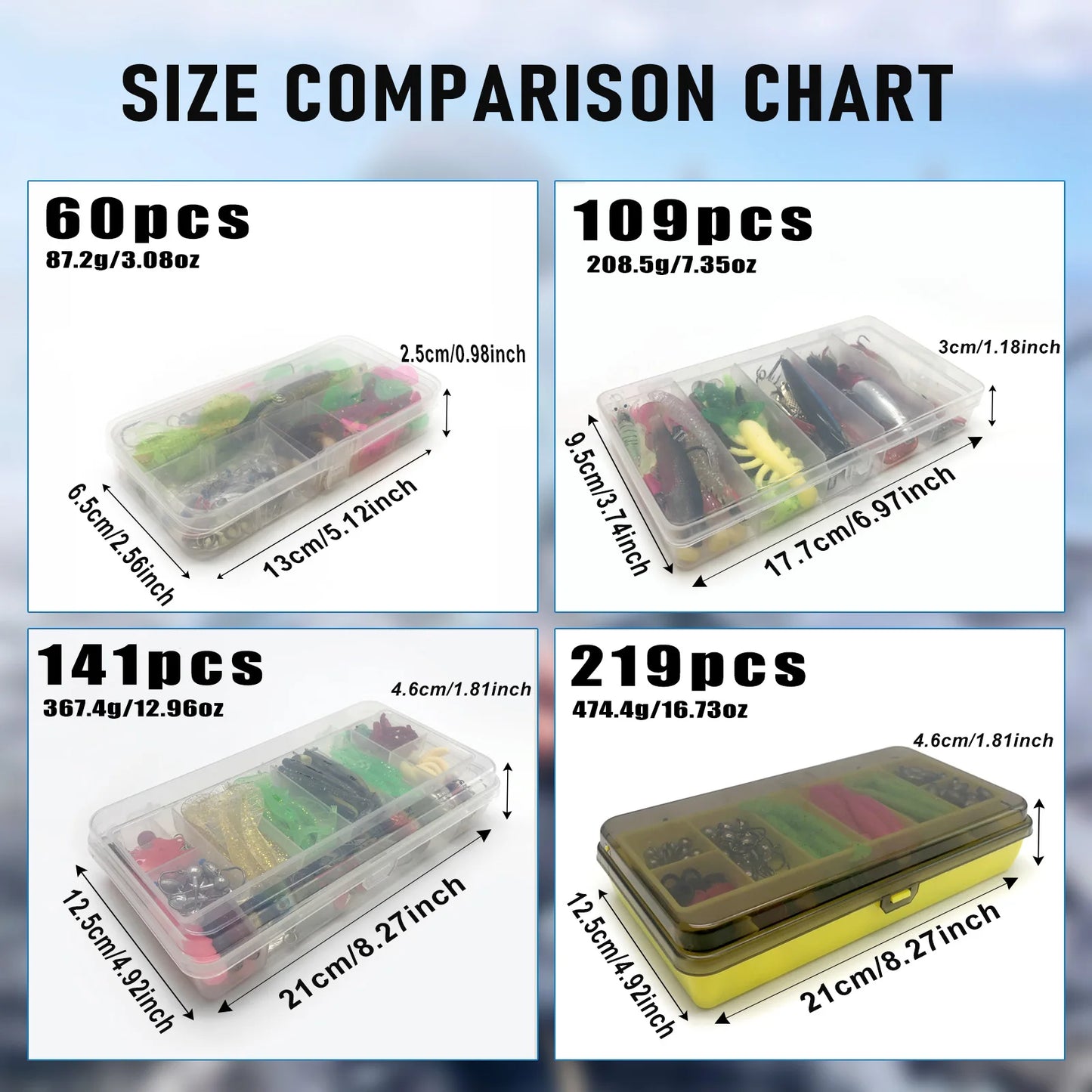 Fishing Lures Kit 60/109/141/219pcs Bait Set With Soft Lure Metal Spoons Hard Minnow Crankbait And Accessories With Tackle Box