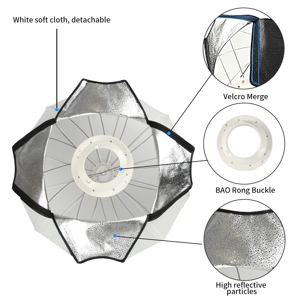 135W LED Lighting 65cm Lantern Softbox Bowens CY8300 Mounting Ball Diffuser Soft Light Modifier Film-Making Video  Flash