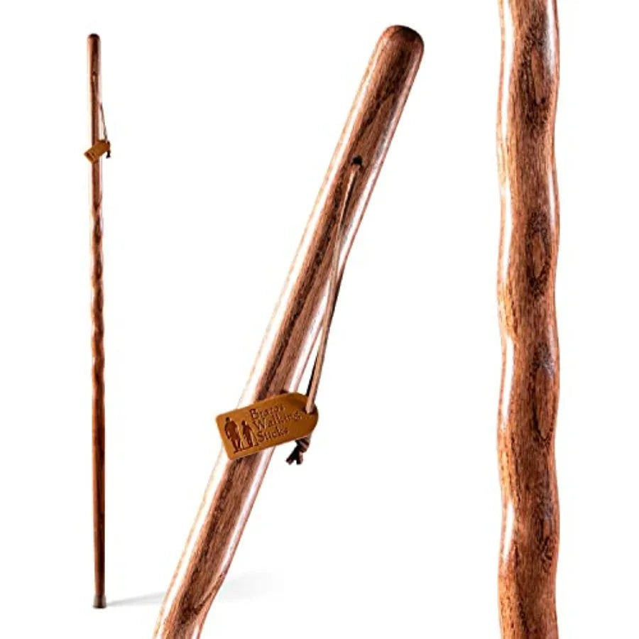 Handcrafted Wood Walking Stick with Twisted Oak Design and Backpacker-Style Handle Ideal for Outdoor Adventures and Daily Use D
