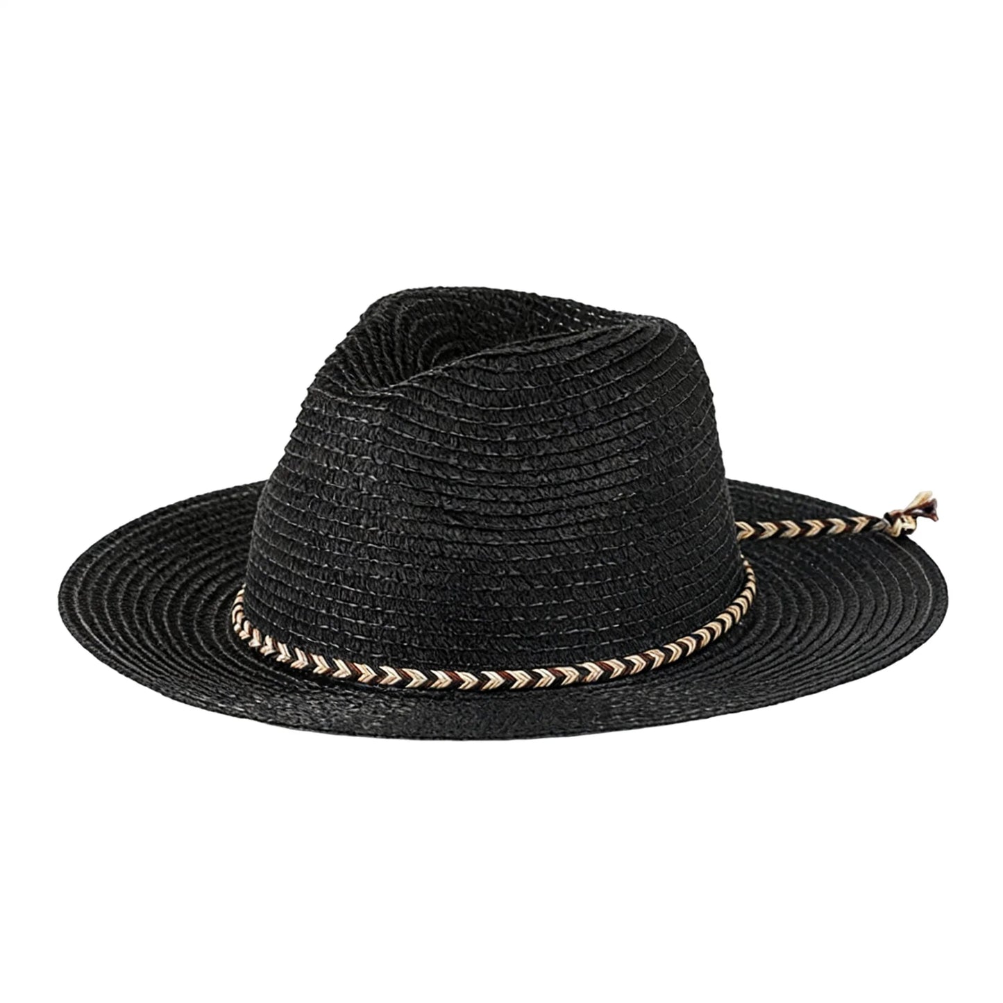 Stylish Wide Brim Straw Fedora Hat with Chic Ribbon Band for Beach Trips Travel and Leisure Activities in the Sun