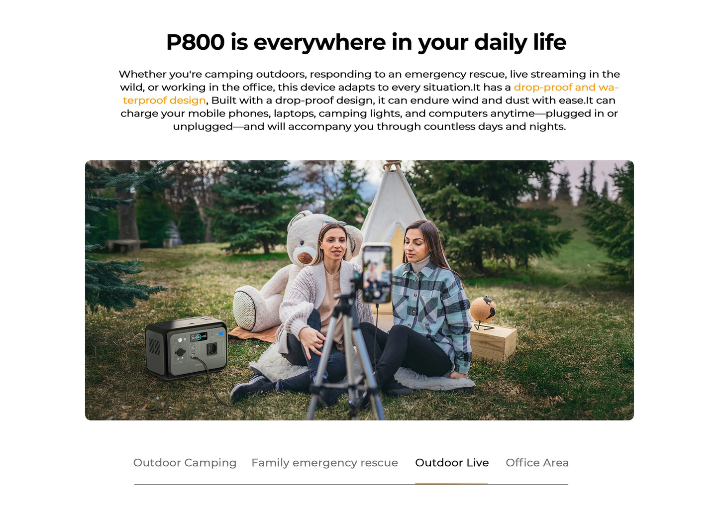 Oukitel P800 Portable Power Station, 512Wh LiFePO4 generator,1600W Peak Solar Generators, 800 wat power source,2x800W AC Outlets Lightweight & Quiet Solar Generator for Camping, Home Emergency, RV & Outdoor Travel