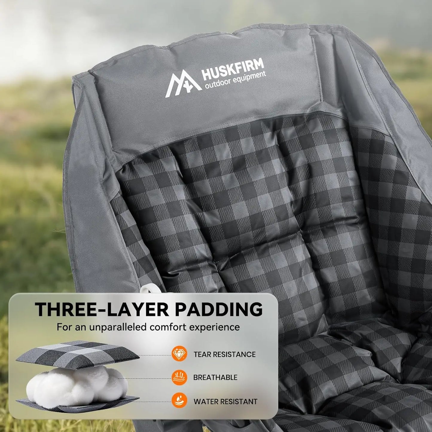 Oversized Camping Chairs for Adults, Heavy Duty XL Padded Chair 400LBS Support with Cup Holder & Carry Bag