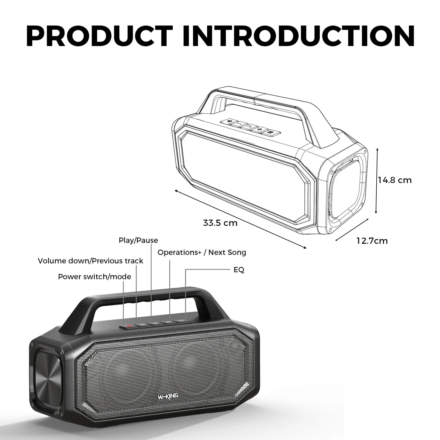 W-KING BT261-2 80W Speakers Bluetooth Wireless, Portable Outdoor Speakers Loud with Bass Boost, Stereo Pairing, Reverse Charging, IPX6 Waterproof