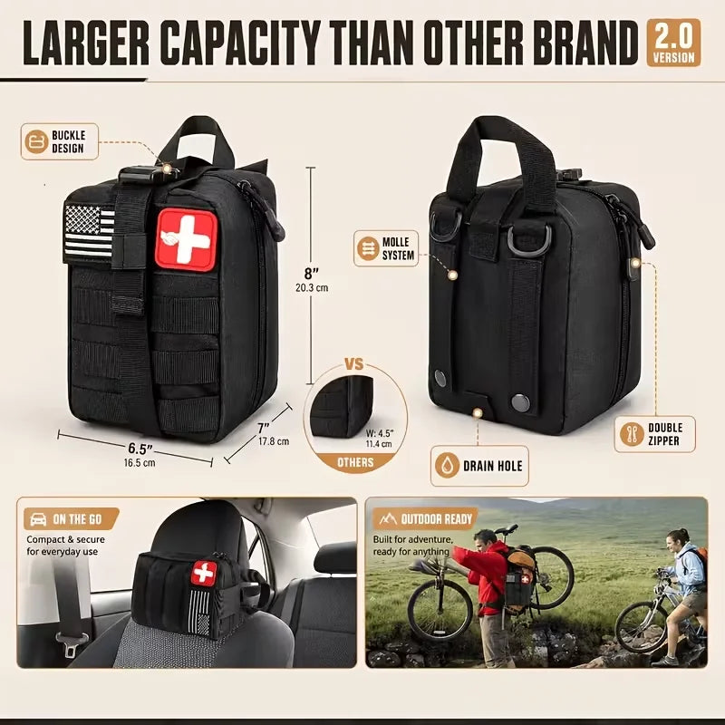 Multi-Functional Tool Backpack Emergency Survival Kit Camping Gear First Aid Supplies with MOLLE Pouches Suitable for Hunting Camping Gardening Outdoor Adventure Creative Gift for Valentine's Day Father's Day Birthday