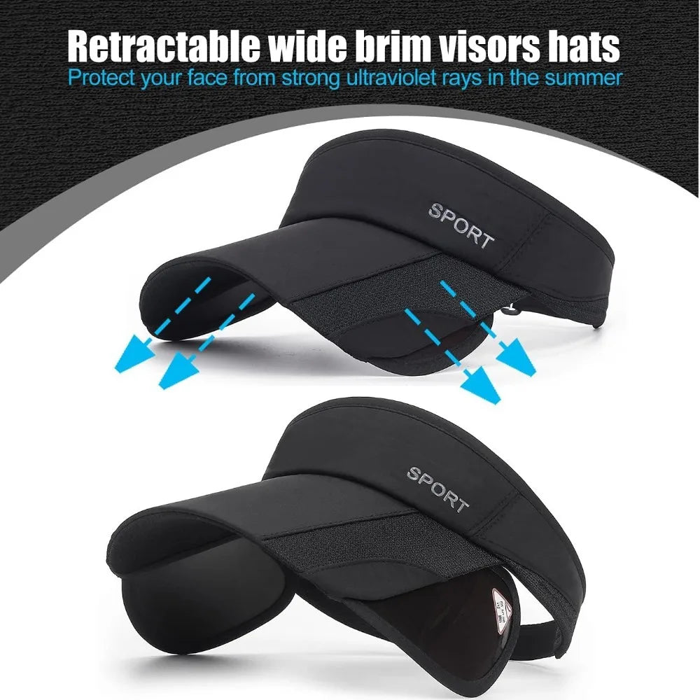 2 Pcs Adjustable Golf Sun Visor Hat for Women men Sun Protection, Wide Brim Cap for Golf Tennis Beach Running Hiking Fishing