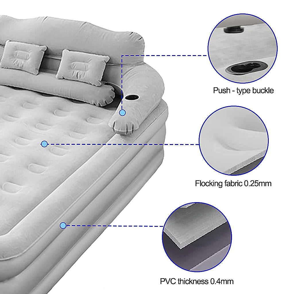 2 Person Built-In Pump Camping Mattress PVC Automatic Inflatable Increased Height Thickened Indoor Outdoor Lazy Sleeping Mat