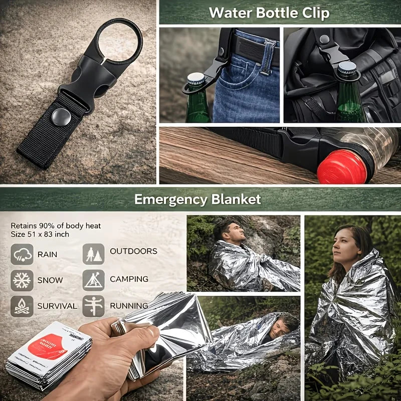 Multi-Functional Tool Backpack Emergency Survival Kit Camping Gear First Aid Supplies with MOLLE Pouches Suitable for Hunting Camping Gardening Outdoor Adventure Creative Gift for Valentine's Day Father's Day Birthday
