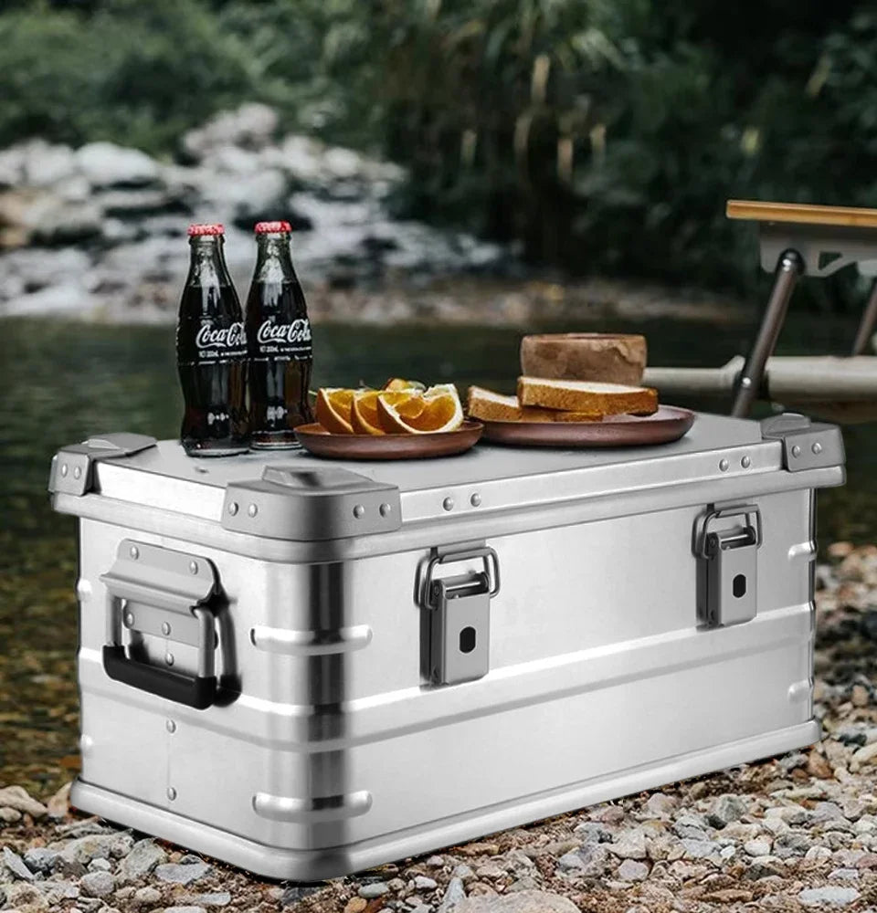 30-80L Outdoor Storage Box Camping Picnic Travel Aluminum Alloy Large Capacity Box Accessories Storage Bag Hiking Accessories