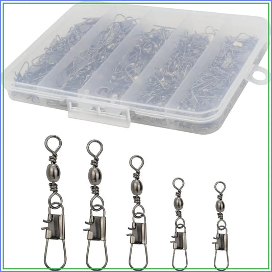 210pcs Fishing Swivels Snap Swivels Barrel Swivels with Snaps, Saltwater Freshwater Snap Connector