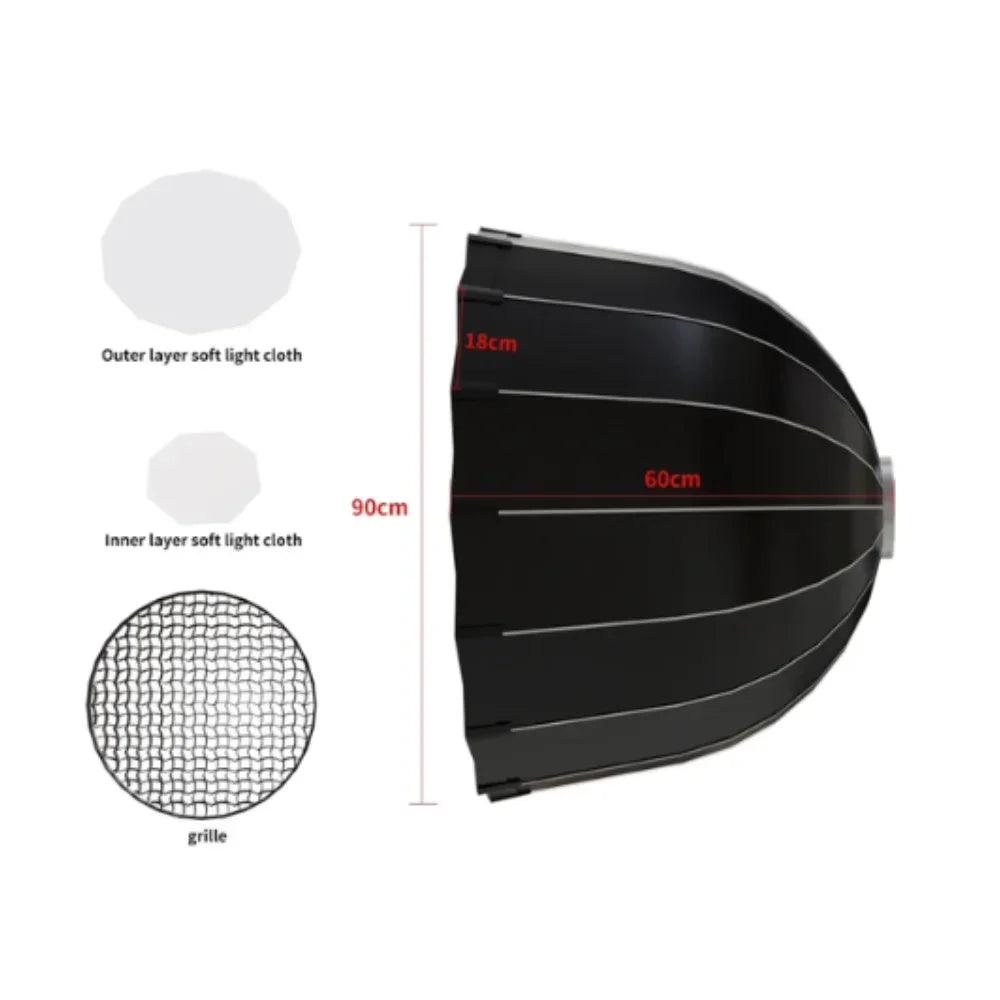 135W LED Lighting 65cm Lantern Softbox Bowens CY8300 Mounting Ball Diffuser Soft Light Modifier Film-Making Video  Flash