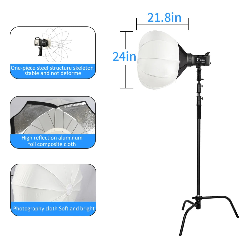 135W LED Lighting 65cm Lantern Softbox Bowens CY8300 Mounting Ball Diffuser Soft Light Modifier Film-Making Video  Flash